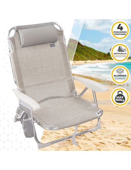 Pack ahorro 2 sillas playa beige 51x45x76 cm | Distria