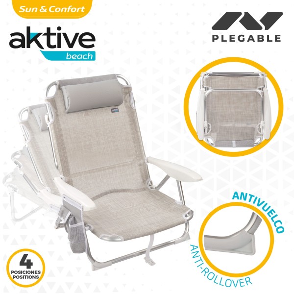 Pack ahorro 2 sillas playa beige 51x45x76 cm | Distria