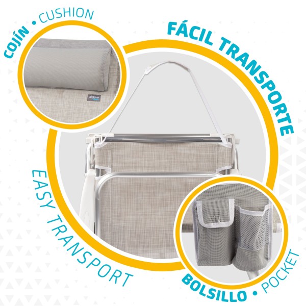 Pack ahorro 2 sillas playa beige 51x45x76 cm | Distria