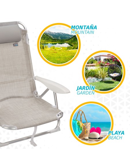 Pack ahorro 2 sillas playa beige 51x45x76 cm | Distria