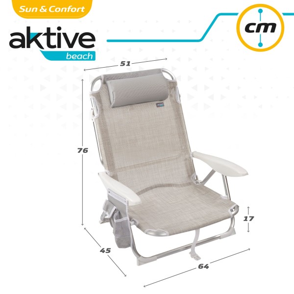 Pack ahorro 2 sillas playa beige 51x45x76 cm | Distria
