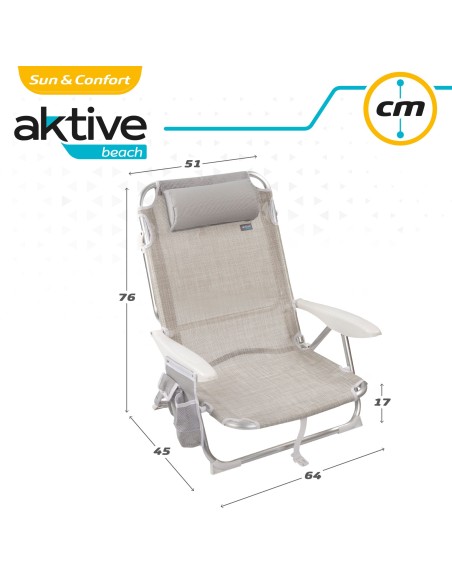 Pack ahorro 2 sillas playa beige 51x45x76 cm | Distria