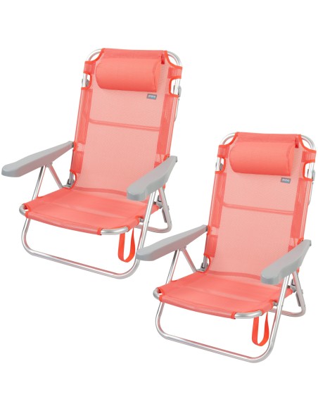 Pack ahorro 2 sillas playa coral 48x46x84 cm | Distria