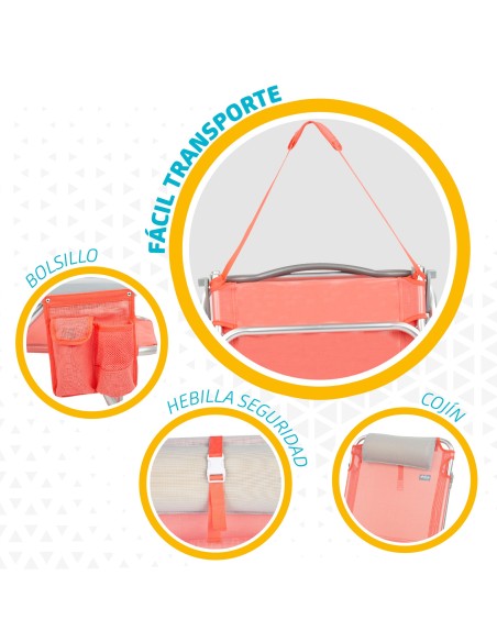 Pack ahorro 2 sillas playa coral 51x45x76 cm | Distria
