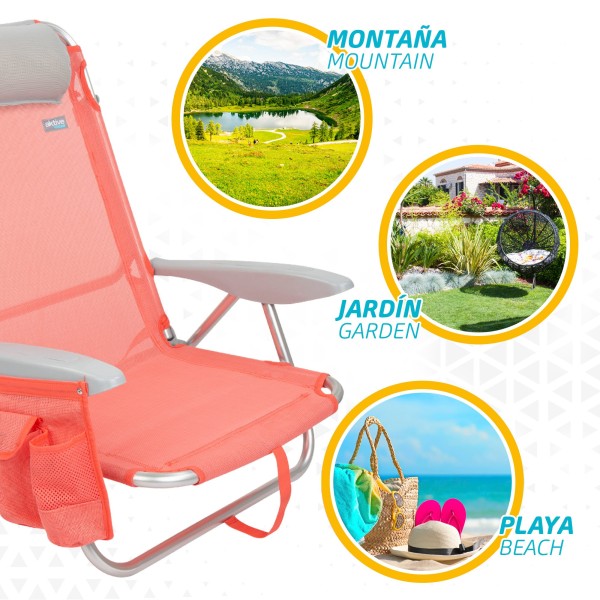 Pack ahorro 2 sillas playa coral 51x45x76 cm | Distria