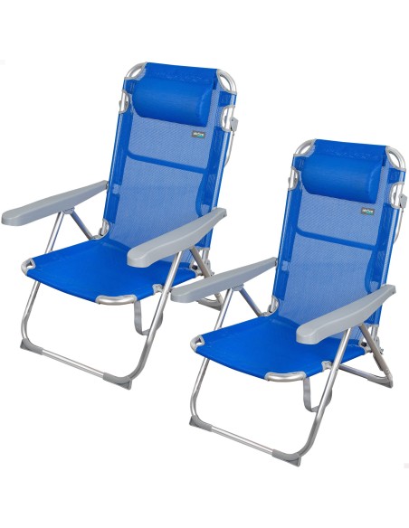 Pack ahorro 2 sillas playa azul 48x60x90 cm | Distria