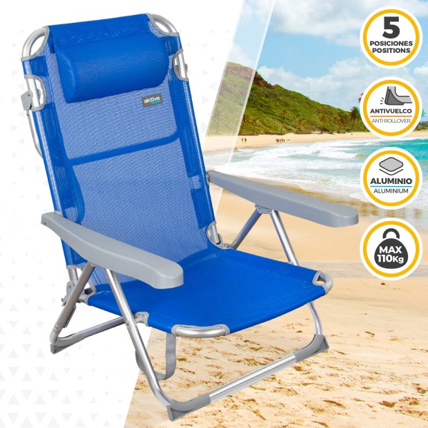 Pack ahorro 2 sillas playa azul 48x60x90 cm | Distria