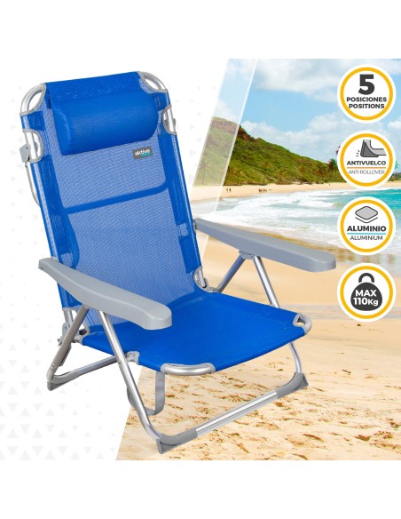 Pack ahorro 2 sillas playa azul 48x60x90 cm | Distria
