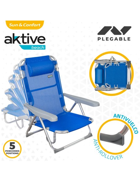 Pack ahorro 2 sillas playa azul 48x60x90 cm | Distria