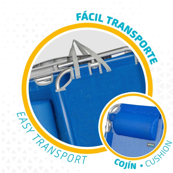 Pack ahorro 2 sillas playa azul 48x60x90 cm | Distria
