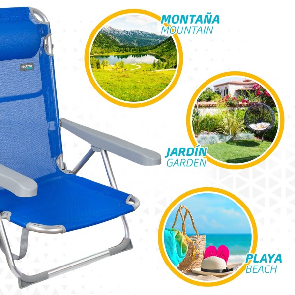 Pack ahorro 2 sillas playa azul 48x60x90 cm | Distria