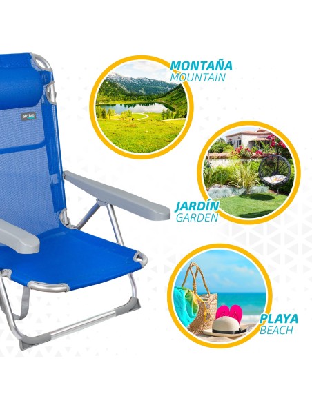 Pack ahorro 2 sillas playa azul 48x60x90 cm | Distria