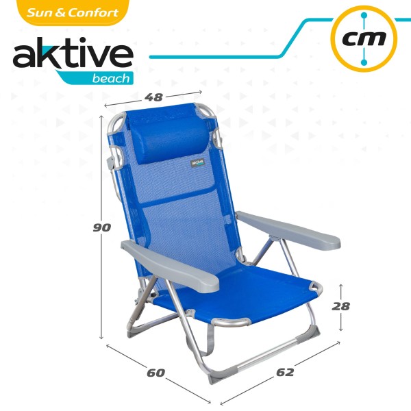 Pack ahorro 2 sillas playa azul 48x60x90 cm | Distria
