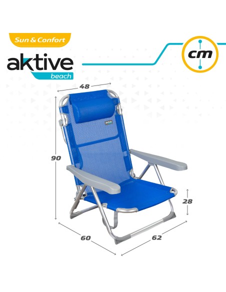 Pack ahorro 2 sillas playa azul 48x60x90 cm | Distria