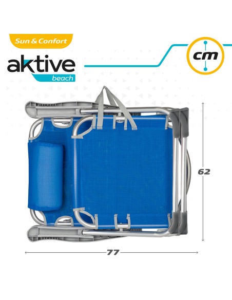 Pack ahorro 2 sillas playa azul 48x60x90 cm | Distria