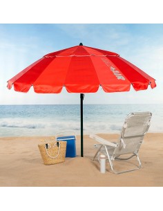 Sombrilla playa antiviento roja Ø195 cm | Distria 2