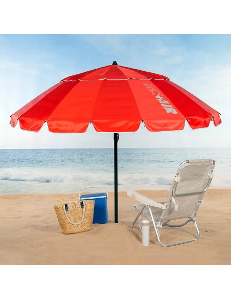 Sombrilla playa antiviento roja Ø195 cm | Distria