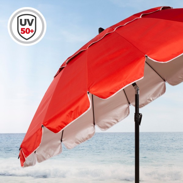 Sombrilla playa antiviento roja Ø195 cm | Distria