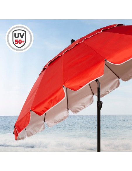 Sombrilla playa antiviento roja Ø195 cm | Distria