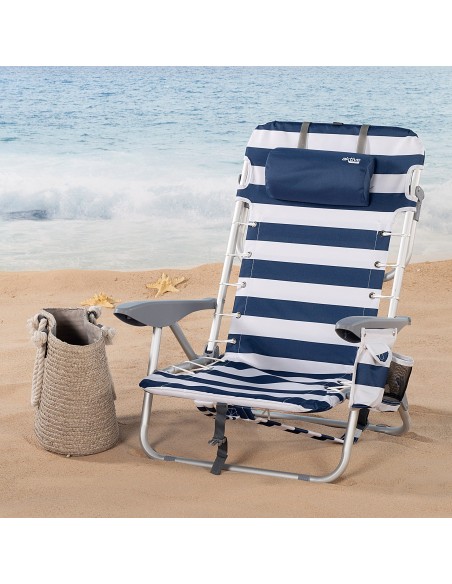 Silla de playa multiposición marinera con asas mochila | Distria
