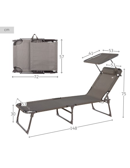 Tumbona plegable playa con toldo | Distria
