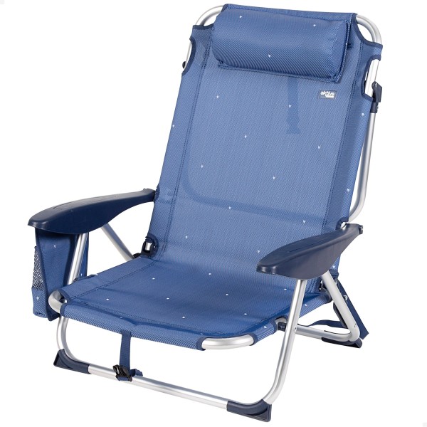 Silla de playa baja multiposición azul marino | Distria