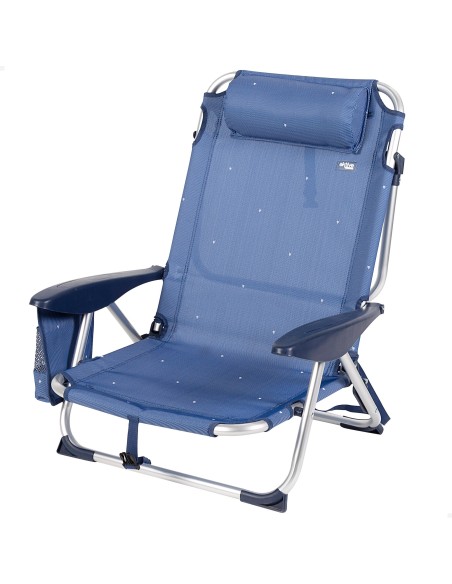 Silla de playa baja multiposición azul marino | Distria