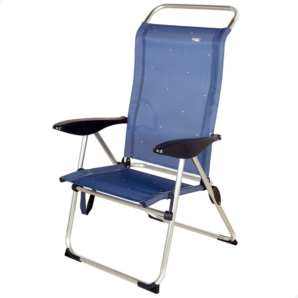 Silla de playa alta multiposición azul marino | Distria
