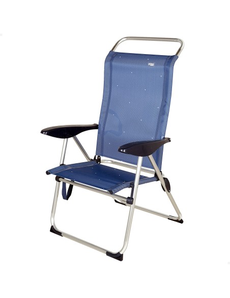 Silla de playa alta multiposición azul marino | Distria