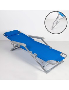 Tumbona plegable camping multiposición azul | Distria 2