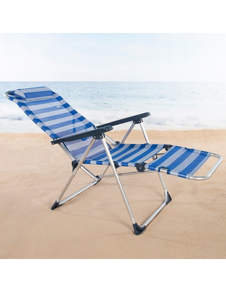 Silla tumbona plegable playa rayas | Distria