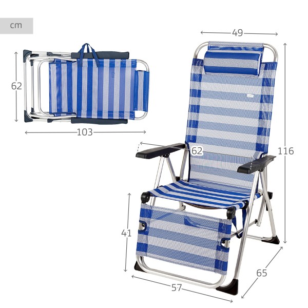Silla tumbona plegable playa rayas | Distria