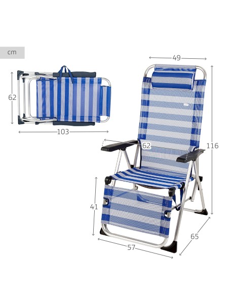 Silla tumbona plegable playa rayas | Distria