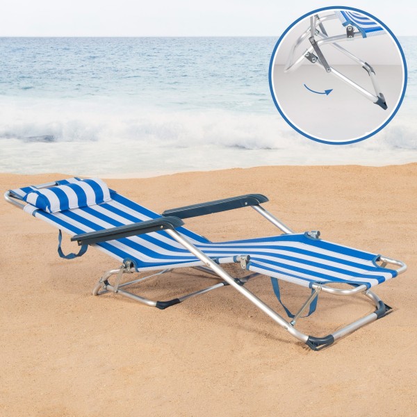 Tumbona plegable playa rayas | Distria