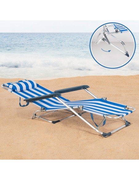 Tumbona plegable playa rayas | Distria