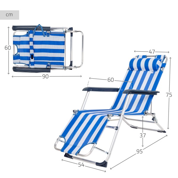 Tumbona plegable playa rayas | Distria