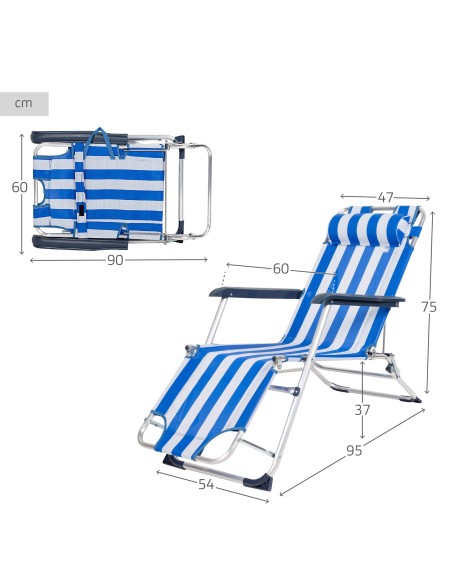 Tumbona plegable playa rayas | Distria