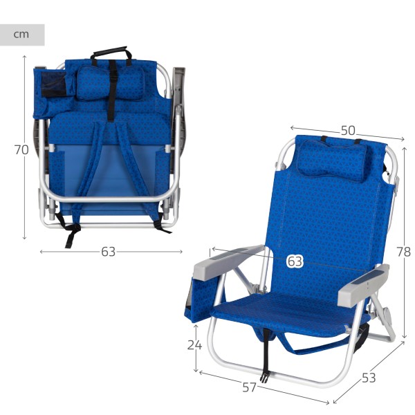 Silla de playa plegable multiposición asiento XXL Aktive | Distria