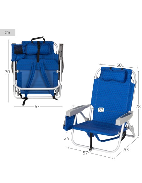 Silla de playa plegable multiposición asiento XXL Aktive | Distria
