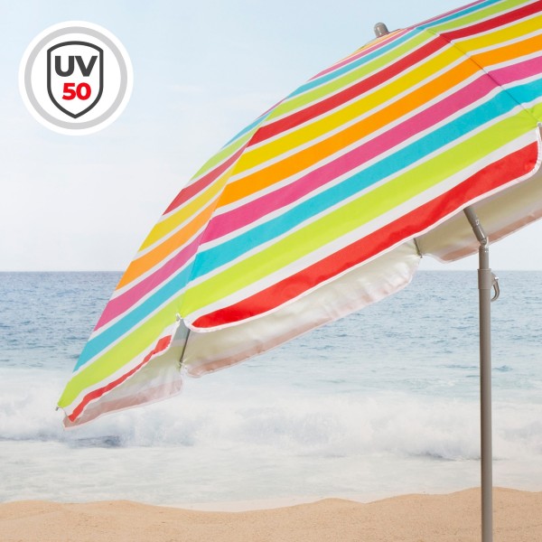 Sombrilla de playa multicolor 220 cm | Distria