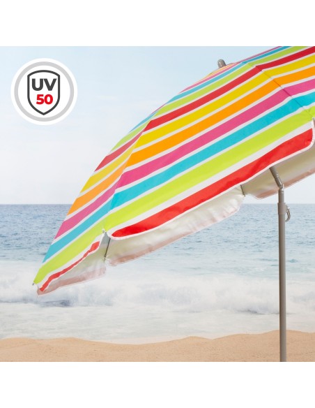 Sombrilla de playa multicolor 220 cm | Distria