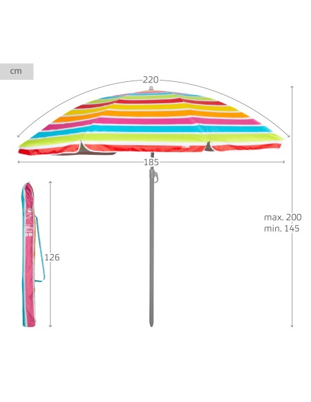 Sombrilla de playa multicolor 220 cm | Distria