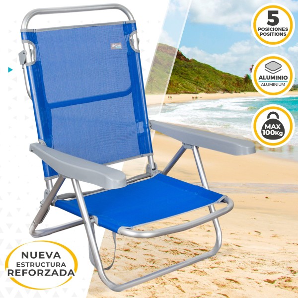 Silla de Playa Plegable Baja 5 posiciones Aktive | Distria