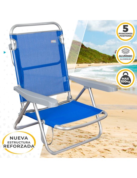 Silla de Playa Plegable Baja 5 posiciones Aktive | Distria