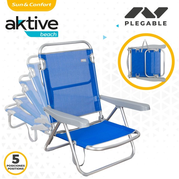 Silla de Playa Plegable Baja 5 posiciones Aktive | Distria