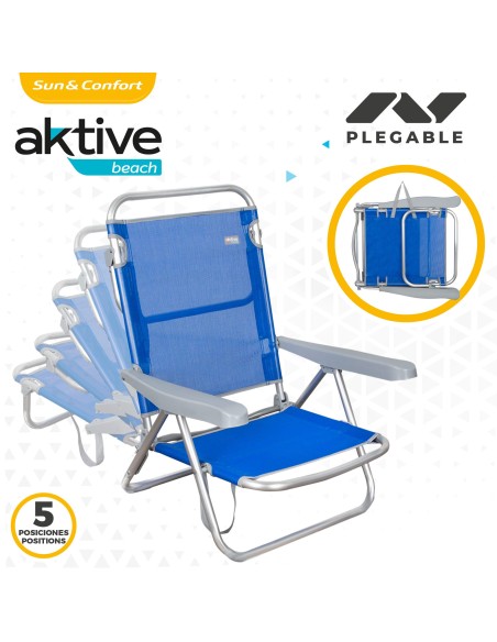 Silla de Playa Plegable Baja 5 posiciones Aktive | Distria