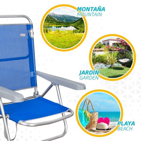 Silla de Playa Plegable Baja 5 posiciones Aktive | Distria