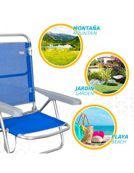 Silla de Playa Plegable Baja 5 posiciones Aktive | Distria