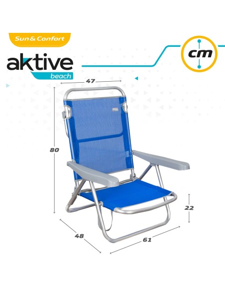 Silla de Playa Plegable Baja 5 posiciones Aktive | Distria