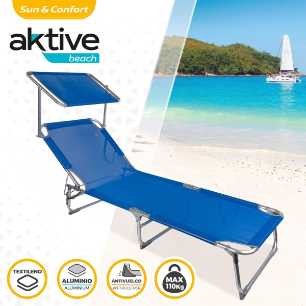 Tumbona plegable de aluminio con Parasol | Distria